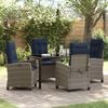 vidaXL Tuin eettafelset met kussen 5 pcs Grijs poly rattan