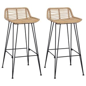 vidaXL Barkruk 2 st Naturel 44 x 45 x 76 cm Rattan en staal