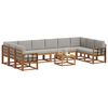 vidaXL Buiten bankenset met kussen 11 pcs Natuurlijk en Lichtgrijs