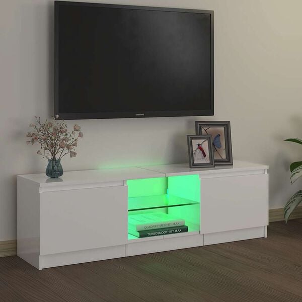 vidaXL Tv-meubel met LED-verlichting 120x30x36 cm hoogglans wit