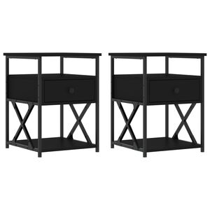 vidaXL Nachtkastjes 2 st 40x42x55 cm bewerkt hout zwart