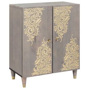vidaXL Dressoir Grijs en Goud 60 x 33 x 75 cm Massief Mango Hout