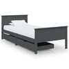 vidaXL Bedframe met 2 lades massief grenenhout donkergrijs 100x200 cm