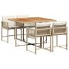 vidaXL 5-delige Tuinset met kussens poly rattan beige
