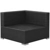 vidaXL 3-delige Loungeset met kussens poly rattan zwart