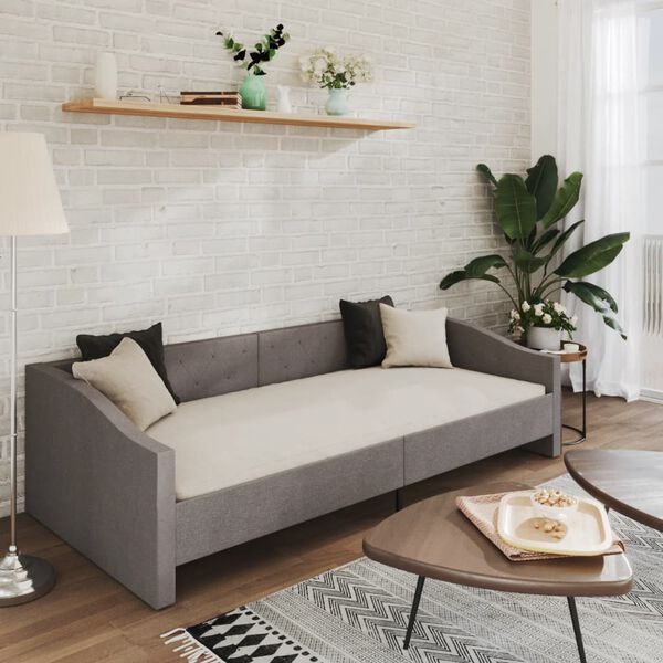 vidaXL Slaapbank met matras en USB stof lichtgrijs 90x200 cm