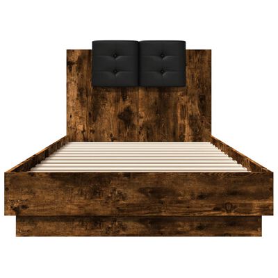 vidaXL Bedframe met hoofdeinde bewerkt hout gerookt eiken 90x200 cm