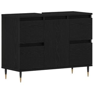vidaXL Badkamertenk te kast Zwart Eiken 80 x 33 x 60 cm Bewerkt hout