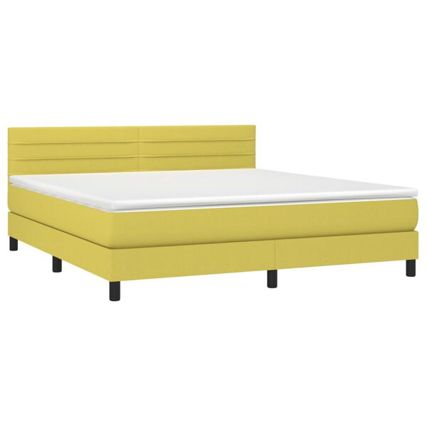 vidaXL Boxspring met matras en LED stof groen 180x200 cm