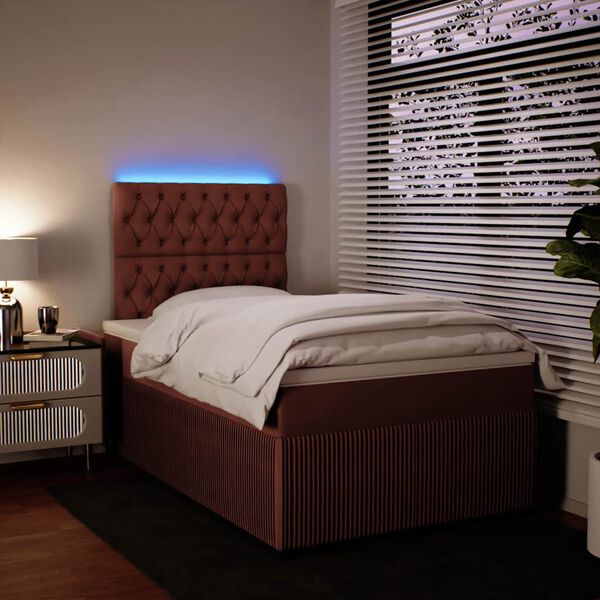 vidaXL Boxspring met matras fluweel roze 120x190 cm