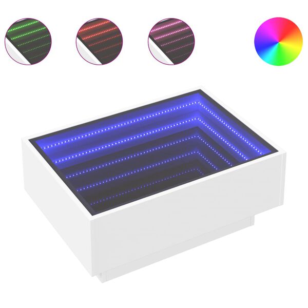 vidaXL Salontafel met LED 70x50x30 cm bewerkt hout wit