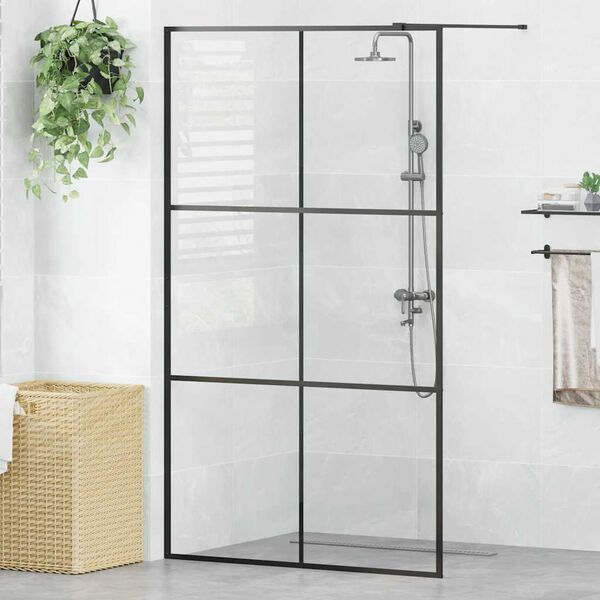 vidaXL Inloopdouchewand 115x195 cm ESG-glas transparant en zwart