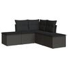 vidaXL 5-delige Loungeset met kussens poly rattan zwart