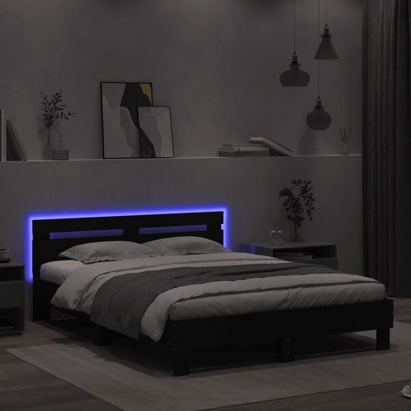 vidaXL Bedframe met LED zonder matras 150x200 cm zwart