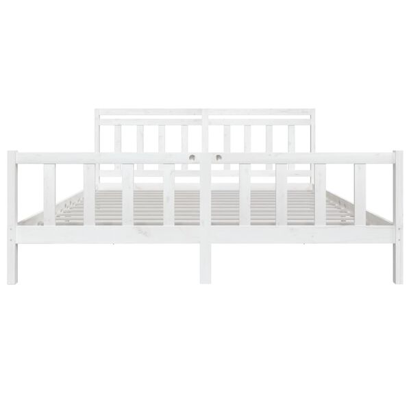 vidaXL Bedframe massief hout wit 200x200 cm