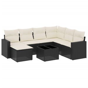 vidaXL 8-delige Loungeset met kussens poly rattan zwart