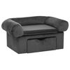 vidaXL Hondenbank met lade 75x50x38 cm pluche donkergrijs