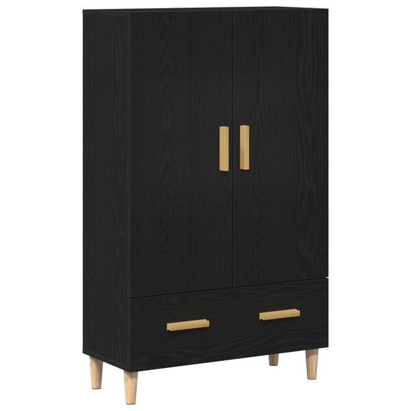 vidaXL Highboard met lade Zwart Eiken 70 x 31 x 115 cm Bewerkt hout