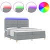 vidaXL LED Box Spring Bed met matras Lichtgrijs 200 x 200 cm Stof