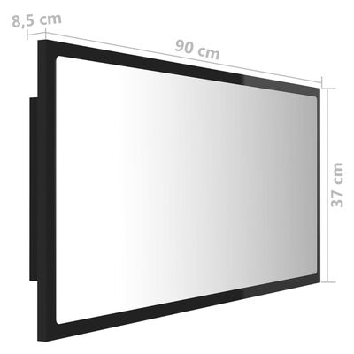 vidaXL Badkamerspiegel LED 90x8,5x37 cm acryl hoogglans zwart