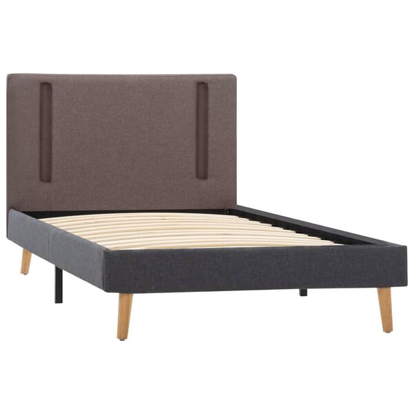 vidaXL Bedframe met LED stof taupe en donkergrijs 100x200 cm