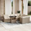 vidaXL 10-delige Loungeset met kussens poly rattan beige