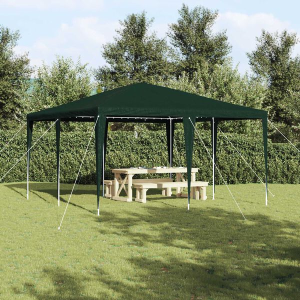 vidaXL Partytent Groen en Wit 400 x 400 x 266 cm Polyester en staal