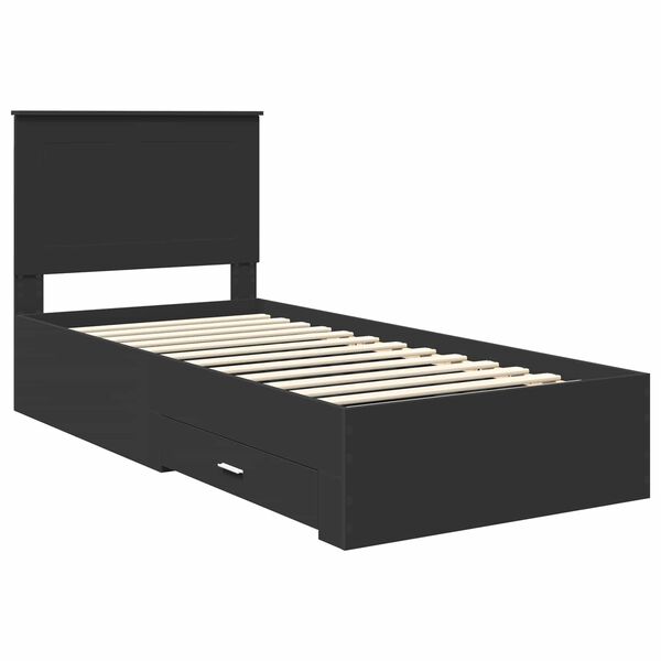 vidaXL Bedframe met lade Zwart en Zilver 100 x 200 cm Bewerkt hout