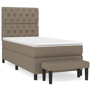 vidaXL Boxspring met matras stof taupe 80x200 cm