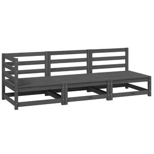 vidaXL 3-delige Loungeset massief grenenhout grijs
