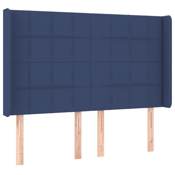vidaXL Hoofdbord met randen 147x16x118/128 cm stof blauw
