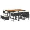 vidaXL 11-delige Tuinset met kussens poly rattan zwart