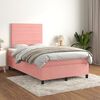 vidaXL Boxspring met matras fluweel roze 120x190 cm