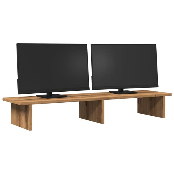 vidaXL Monitorstandaard 100x27x15 cm bewerkt hout artisanaal eiken