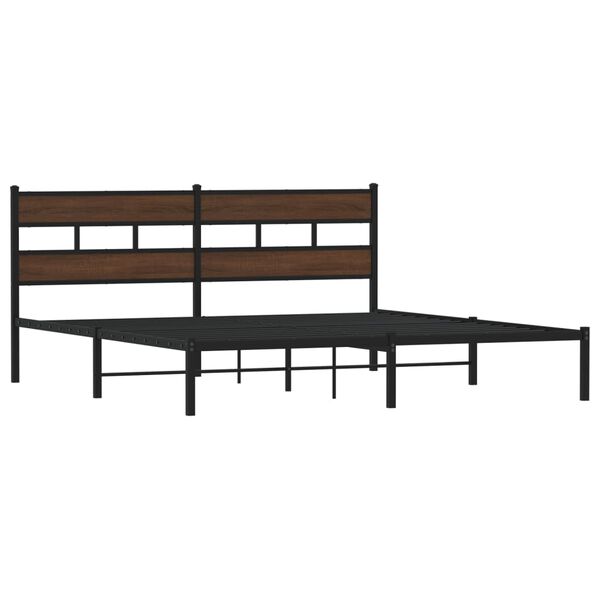 vidaXL Bedframe met hoofdbord zonder matras bruin eiken 200x200 cm