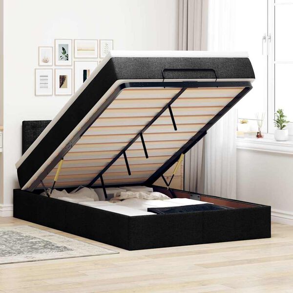 vidaXL Ottoman bed met matras en LED's 120x200 cm stof zwart