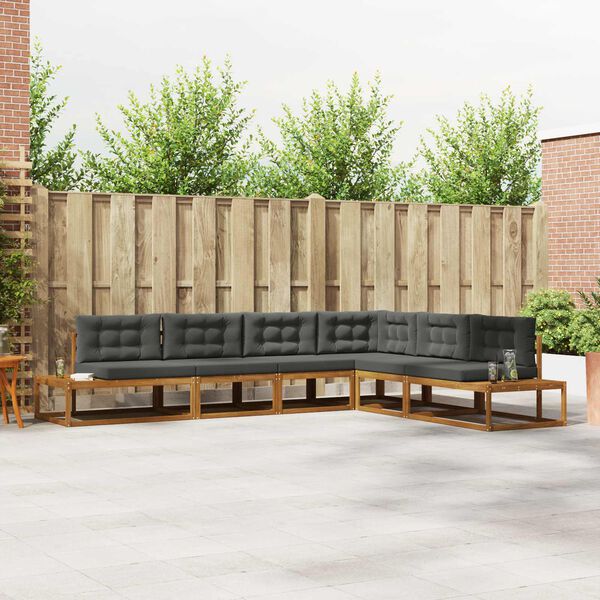 vidaXL Buiten bankenset 6 Stuk Natuurlijk en Antraciet