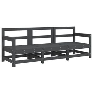 vidaXL 3-delige Loungeset massief grenenhout grijs