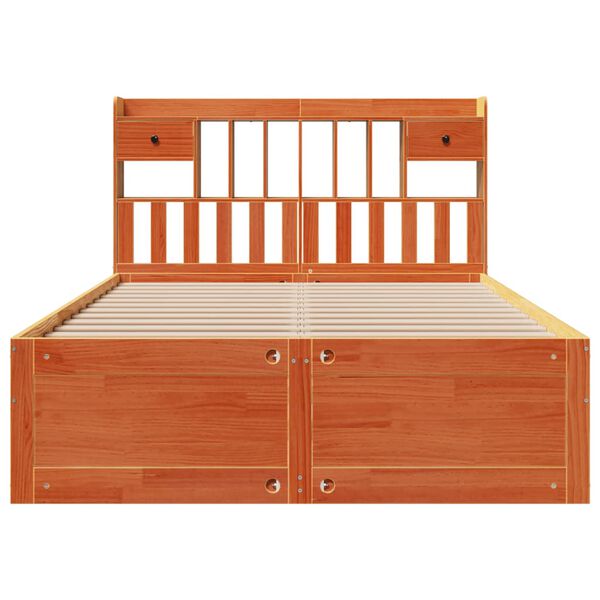 vidaXL Bed met boekenkast zonder matras grenenhout wasbruin 140x190 cm
