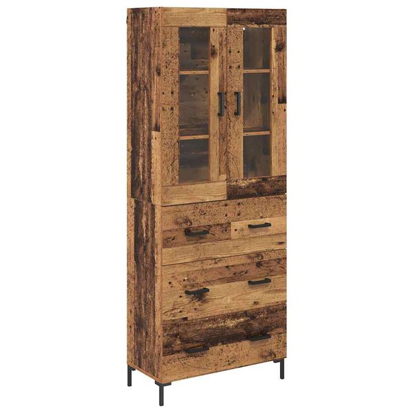 vidaXL Hoge kast met lade 2 pcs Oudhout Bewerkt hout