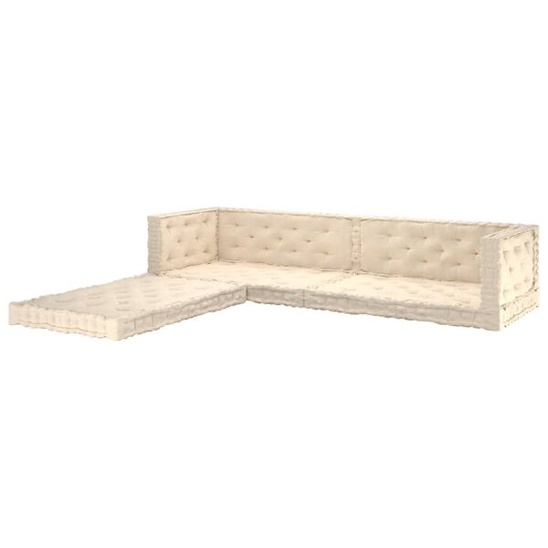 vidaXL Palletvloerkussens 7 st katoen beige