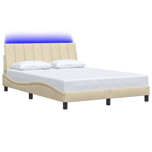 vidaXL Bedframe zonder matras "Hanko" stof cr&egrave;mekleurig 140x200 cm