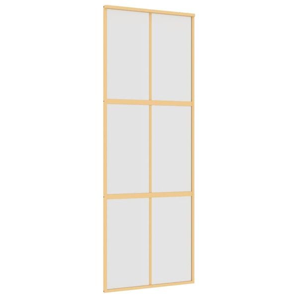 vidaXL Schuifdeur 76x205 cm mat ESG-glas en aluminium goudkleurig