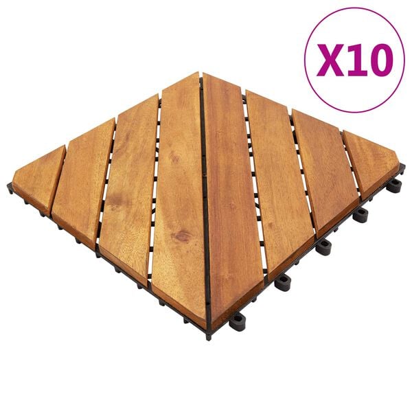 vidaXL Terras Tegel 10 pcs Bruin 30 x 30 cm Acacia Hardhout