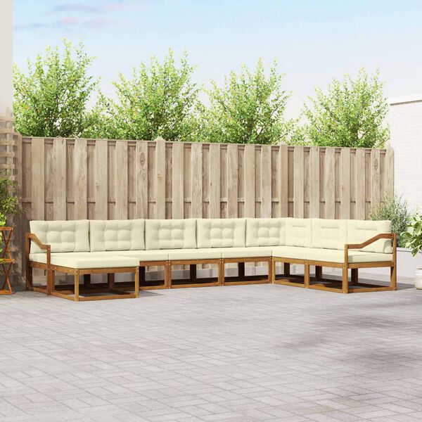 vidaXL Buiten bankenset met kussen 8 pcs Natuurlijk en Cr&egrave;me