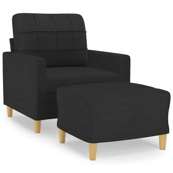 vidaXL Fauteuil met voetenbank 60 cm stof zwart