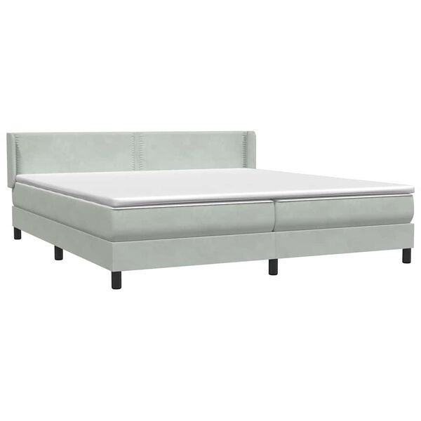 vidaXL Boxspring met matras fluweel lichtgrijs 180x210 cm