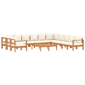 vidaXL 9-delige Loungeset met kussens massief acaciahout