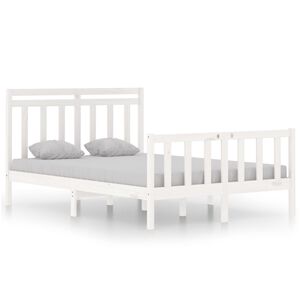 vidaXL Bedframe massief hout wit 135x190 cm