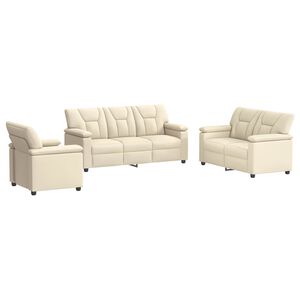 vidaXL Bankstel 3 pcs Cr&egrave;mekleurig Kunstleer
